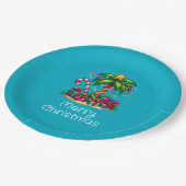 Tropical Palm Tree Frohe Weihnachten Pappteller (Schrägansicht)