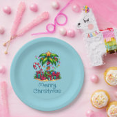 Tropical Palm Tree Frohe Weihnachten Pappteller (Party)