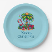 Tropical Palm Tree Frohe Weihnachten Pappteller (Vorderseite)