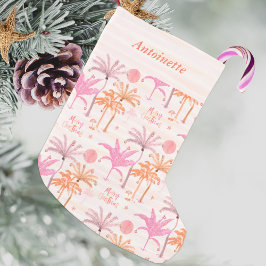 Tropical Palm Tree Frohe Weihnachten Personalisier Kleiner Weihnachtsstrumpf