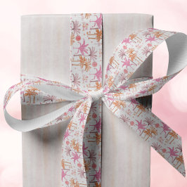 Tropical Palm Tree Frohe Weihnachten Ripsband