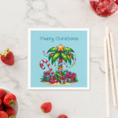 Tropical Palm Tree Frohe Weihnachten Serviette (Beispiel)