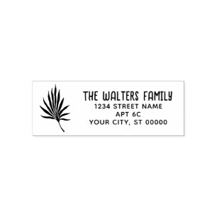 Tropical Palm Tree Frond #34 Family Name Address Permastempel