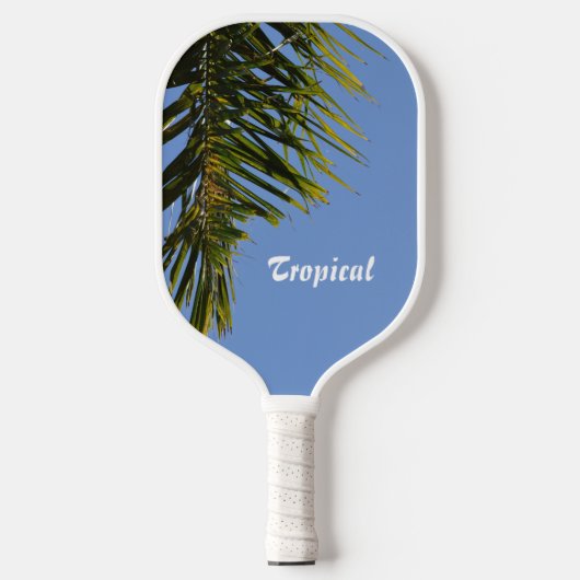 Tropical Palm Tree Fronds Sky Blue individuell anp Pickleball Schläger (Vorderseite)