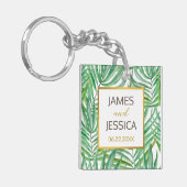 Tropical Palm Tree Gastgeschenk Hochzeit Acrylic S Schlüsselanhänger (Vorderseite links)