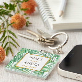 Tropical Palm Tree Gastgeschenk Hochzeit Acrylic S Schlüsselanhänger