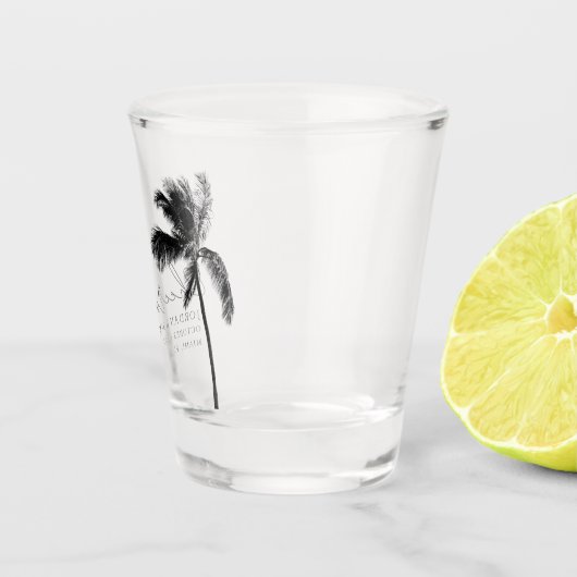 Tropical Palm Tree Gastgeschenk Hochzeit Cheers Mo Schnapsglas (Rechts)