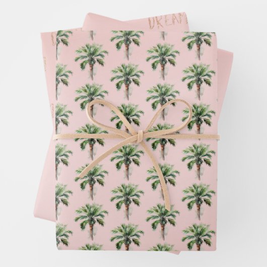 Tropical Palm Tree Gold Glitzer Traum Geschenkpapier Set (Beispiel)