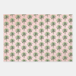 Tropical Palm Tree Gold Glitzer Traum Geschenkpapier Set