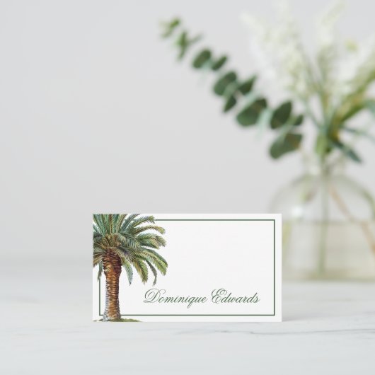 Tropical Palm Tree Green Chic Beruflich Visitenkarte (Stehend Vorderseite)