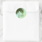 Tropical Palm Tree Green Elegant Monogram Runder Aufkleber (Tasche)