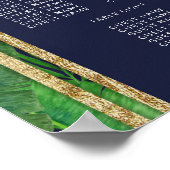Tropical Palm Tree Green Gold Blue Seating Chart Poster (Ecke)