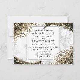Tropical Palm Tree Green Marble Wedding Card Einladung