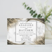 Tropical Palm Tree Green Marble Wedding Card Einladung (Stehend Vorderseite)