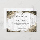 Tropical Palm Tree Green Marble Wedding Card Einladung (Vorne/Hinten)