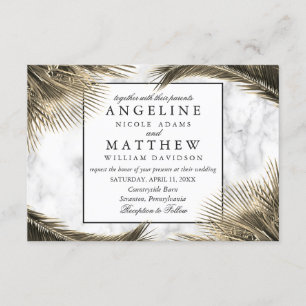 Tropical Palm Tree Green Marble Wedding Card Einladung