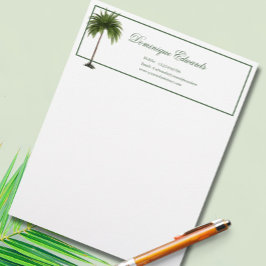 Tropical Palm Tree Green Stilvoll Beruflich Briefbogen