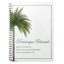 Tropical Palm Tree Green Stilvoll Beruflich Notizblock