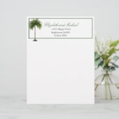 Tropical Palm Tree Green stilvolle Hochzeit Briefbogen (Stehend Vorderseite)