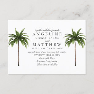 Tropical Palm Tree Green Wedding Card Einladung