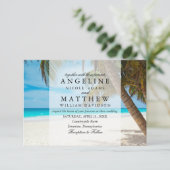 Tropical Palm Tree Green Wedding Card Einladung (Stehend Vorderseite)