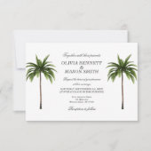 Tropical Palm Tree Green Wedding Card Einladung (Vorderseite)