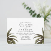 Tropical Palm Tree Green Wedding Card Einladung (Stehend Vorderseite)