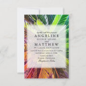 Tropical Palm Tree Green Wedding Card Einladung (Vorderseite)