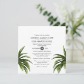 Tropical Palm Tree Green Wedding Card Einladung (Stehend Vorderseite)
