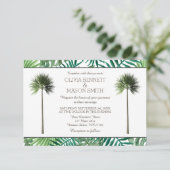 Tropical Palm Tree Green Wedding Card Einladung (Stehend Vorderseite)