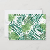 Tropical Palm Tree Green Wedding Card Einladung (Rückseite)