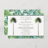 Tropical Palm Tree Green Wedding Card Einladung (Vorne/Hinten)