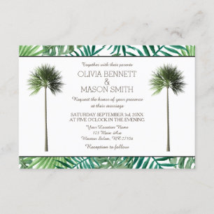 Tropical Palm Tree Green Wedding Card Einladung