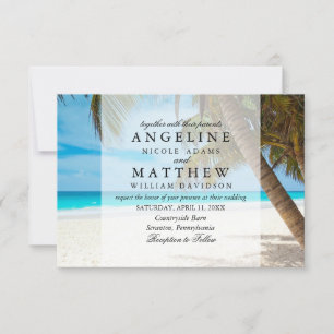 Tropical Palm Tree Green Wedding Card Einladung