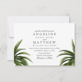 Tropical Palm Tree Green Wedding Card Einladung