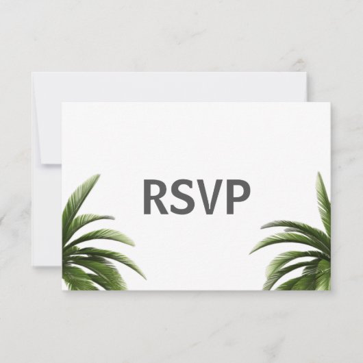 Tropical Palm Tree Green Wedding RSVP Einladung (Vorderseite)