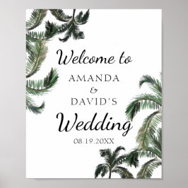 Tropical Palm Tree Greenery Beach Hochzeit Empfang Poster