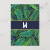 Tropical Palm Tree Greenery Gold Navy Blue Details Begleitkarte (Rückseite)