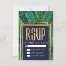 Tropical Palm Tree Greenery Gold Navy Blue UAWG
