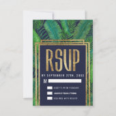 Tropical Palm Tree Greenery Gold Navy Blue UAWG RSVP Karte (Vorderseite)