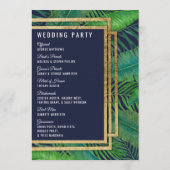 Tropical Palm Tree Greenery Gold Navy Blue Wedding Programm (Rückseite)