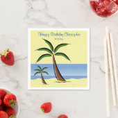 Tropical Palm Tree Happy Birthday Beach Name Serviette (Beispiel)