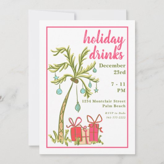 Tropical Palm Tree Holiday Drinks Party Einladung (Vorderseite)