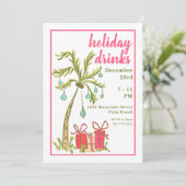 Tropical Palm Tree Holiday Drinks Party Einladung (Stehend Vorderseite)