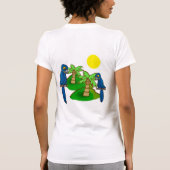 Tropical Palm Tree Hyacinth Macaw Art Tee Shirt (Rückseite)