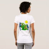 Tropical Palm Tree Hyacinth Macaw Art Tee Shirt (Schwarz voll)