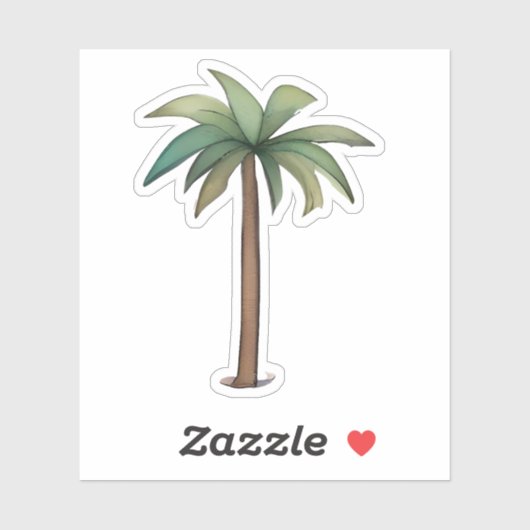 Tropical Palm Tree Illustration Aufkleber (Blatt)
