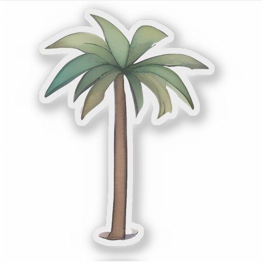 Tropical Palm Tree Illustration Aufkleber (Vorderseite)