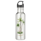 Tropical Palm Tree Individuelle Name Bridesmaid Edelstahlflasche (Vorderseite)