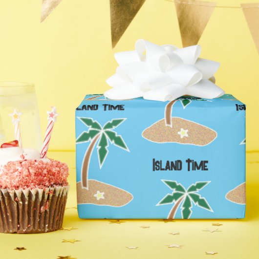 Tropical Palm Tree Island Entdecken Sie Cartoon De Geschenkpapier (Geburtstagsparty)